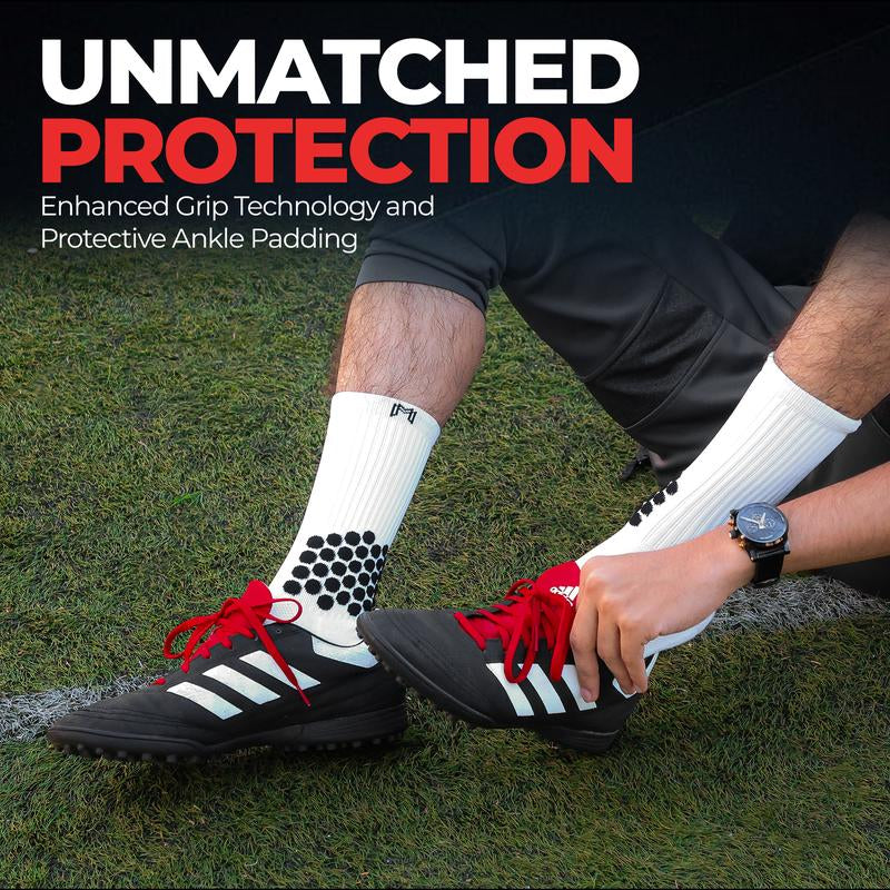 Medicaptain Soccer Grip Socks with Cushion Ankle Protection, Nonslip Soccer Socks, Blister Prevention Athletic Sock for Soccer, Basketball, Football