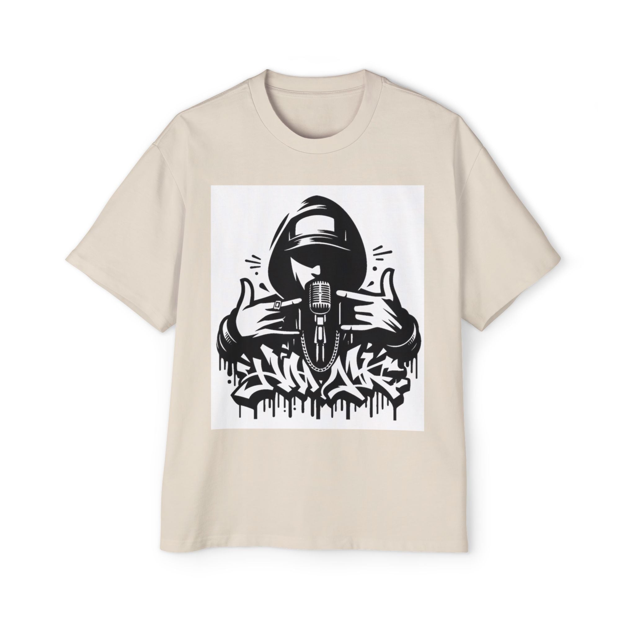 Rap Mic Graphic Hoodie — Men's Oversized Streetwear Pullover
