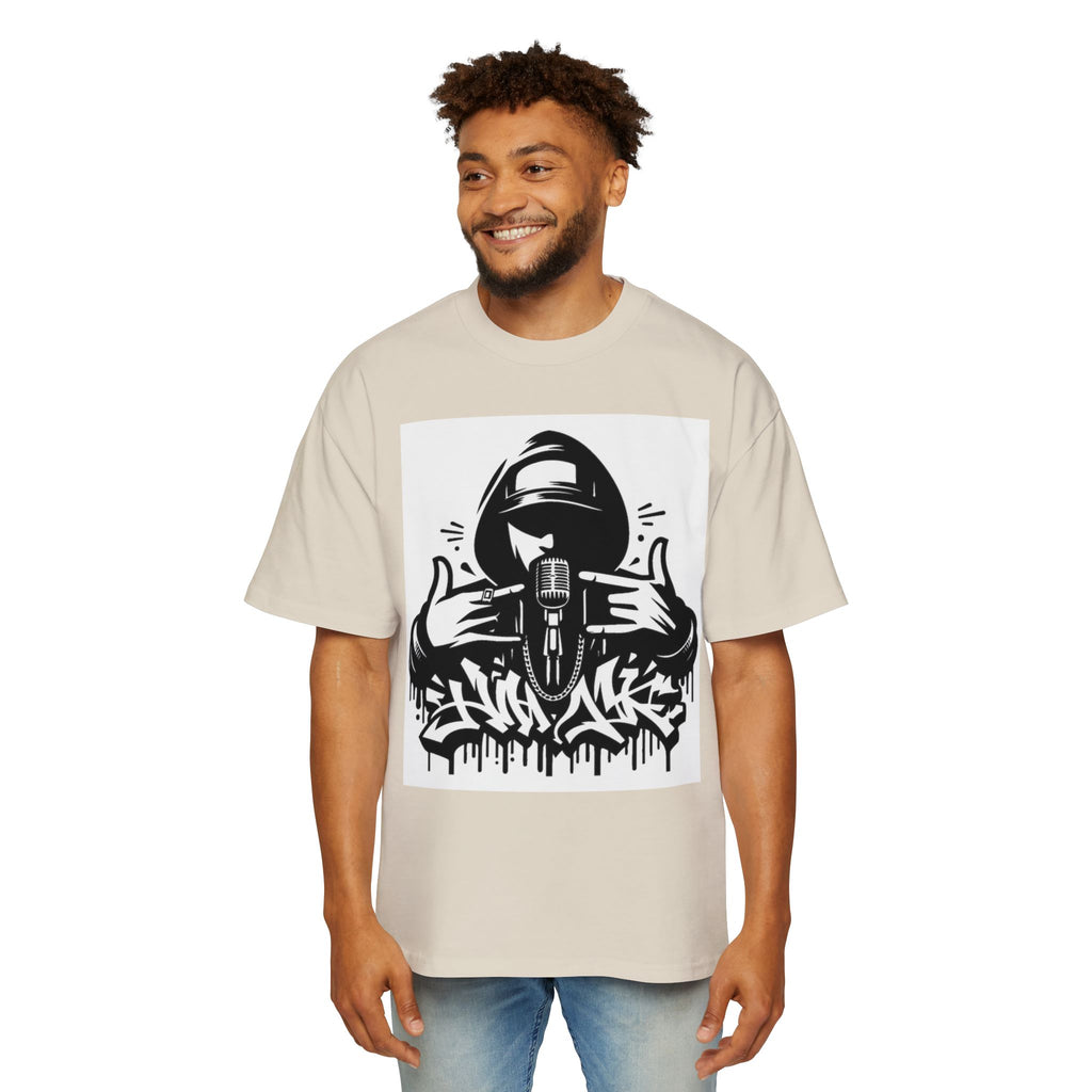 Rap Mic Graphic Hoodie — Men's Oversized Streetwear Pullover