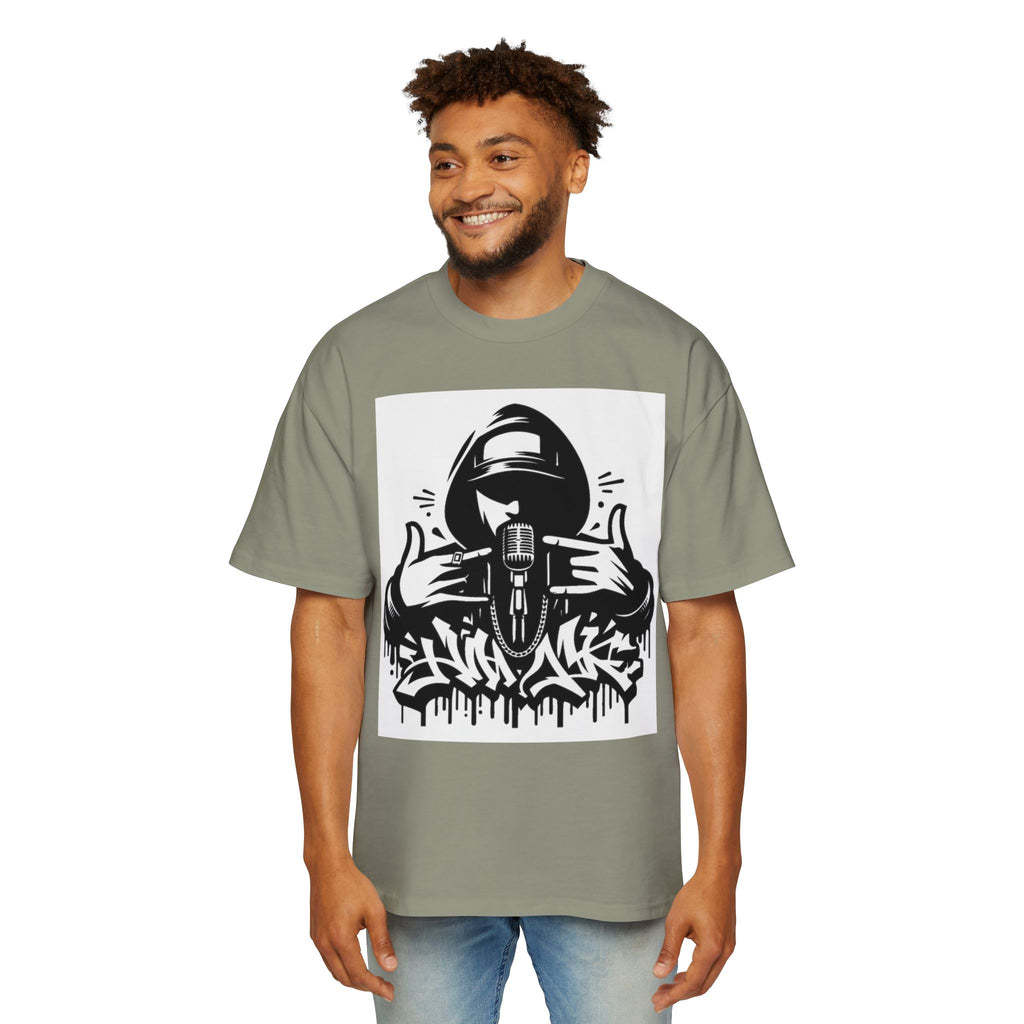 Rap Mic Graphic Hoodie — Men's Oversized Streetwear Pullover