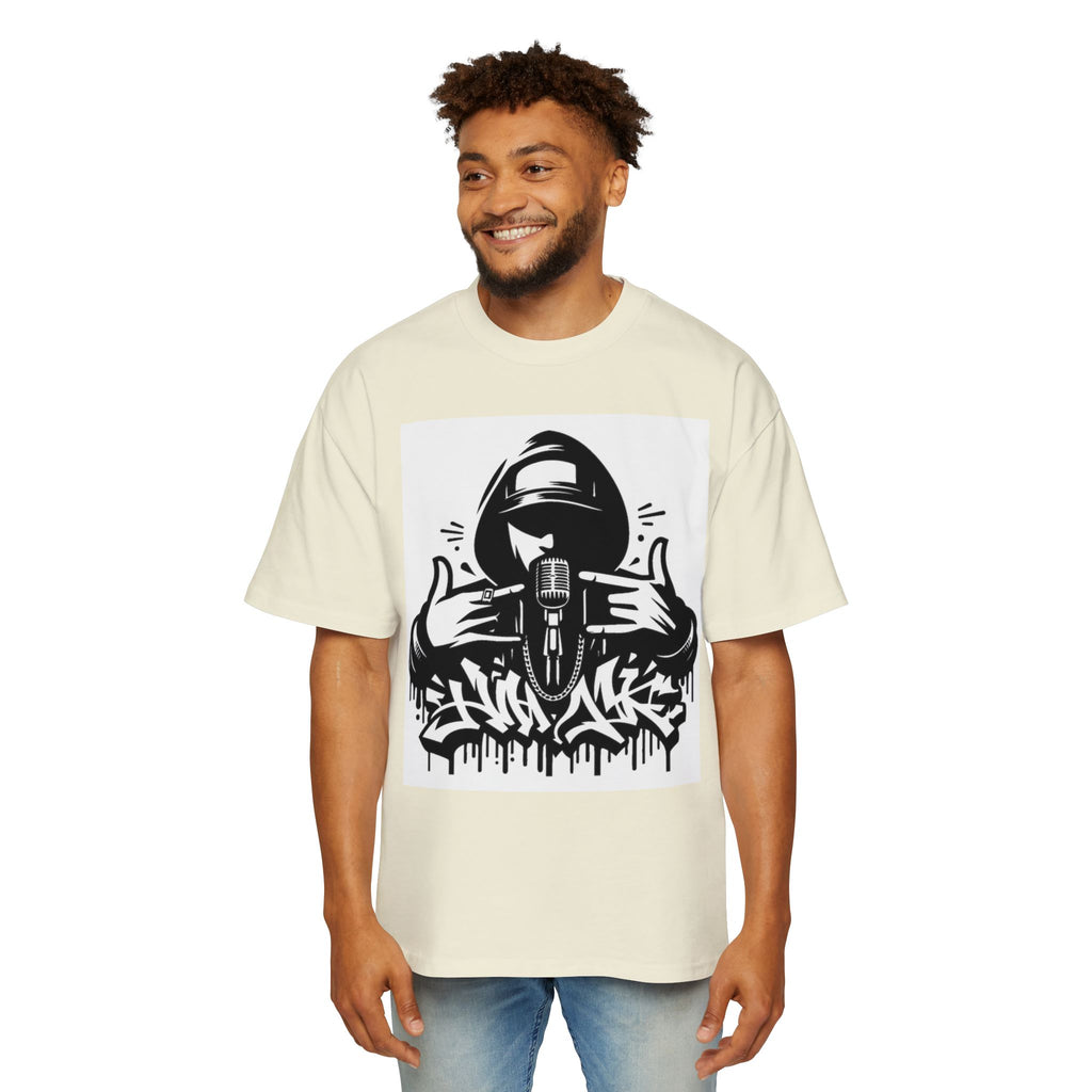 Rap Mic Graphic Hoodie — Men's Oversized Streetwear Pullover