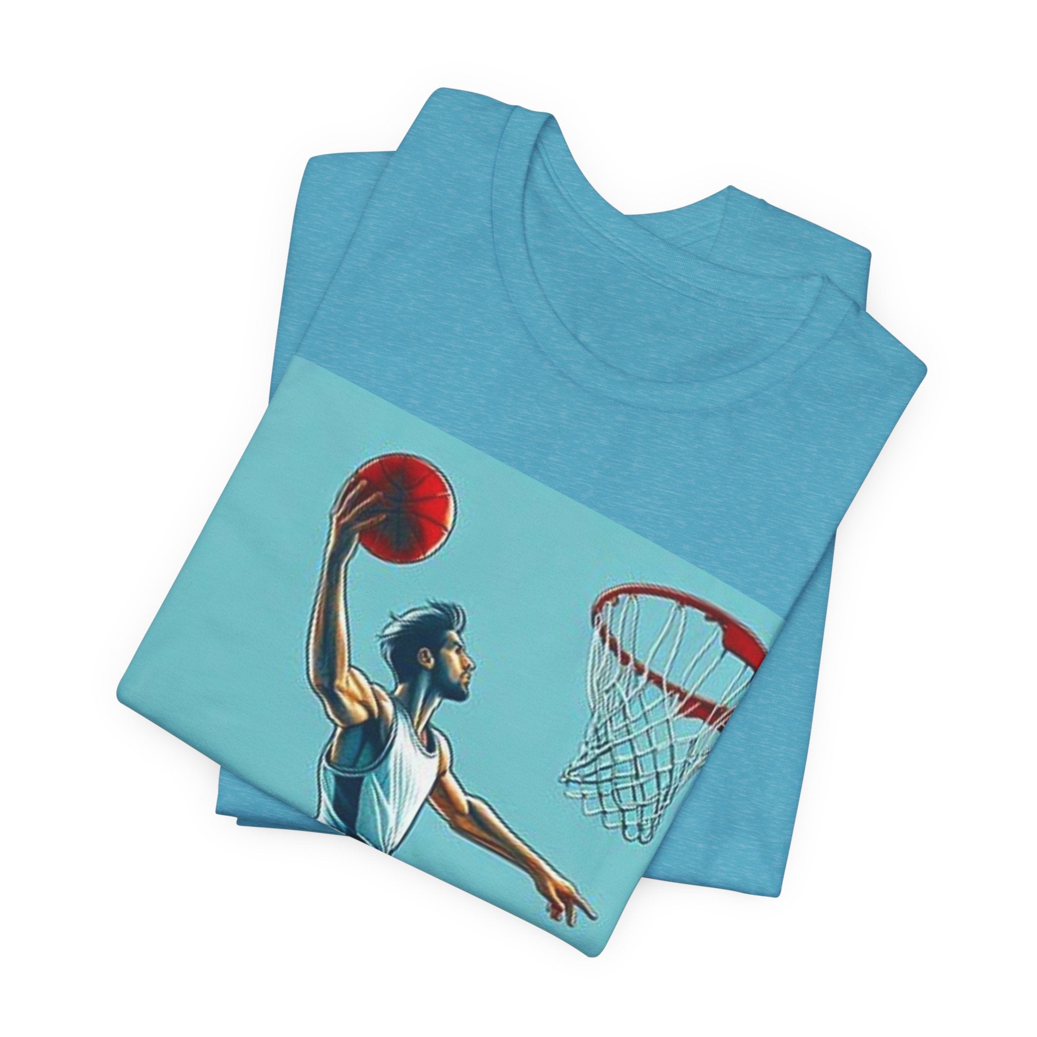 Basketball Slam Dunk T-Shirt — Athletic Player Graphic Tee for Fans & Players
