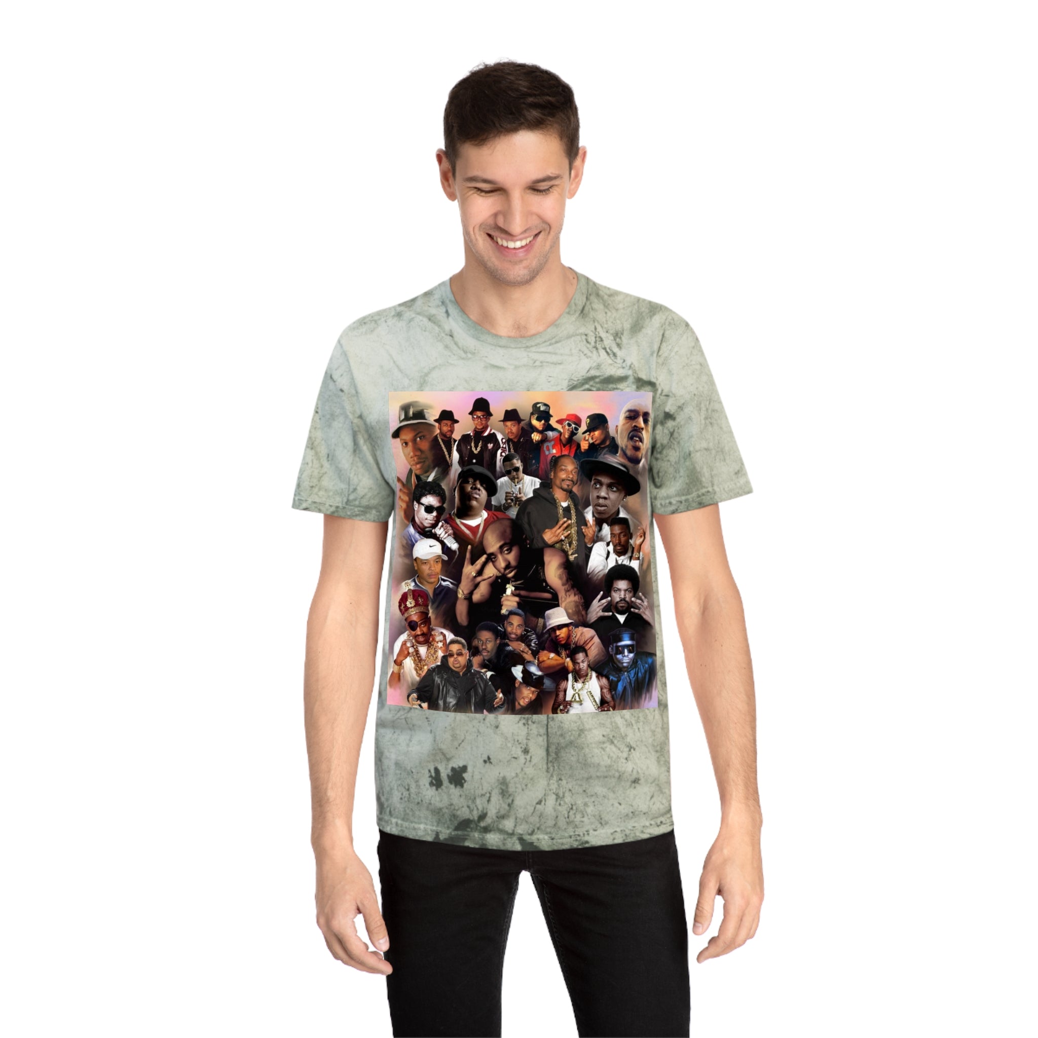 Retro Collage Tee — Vintage Hip-Hop Artist Montage Graphic T-Shirt