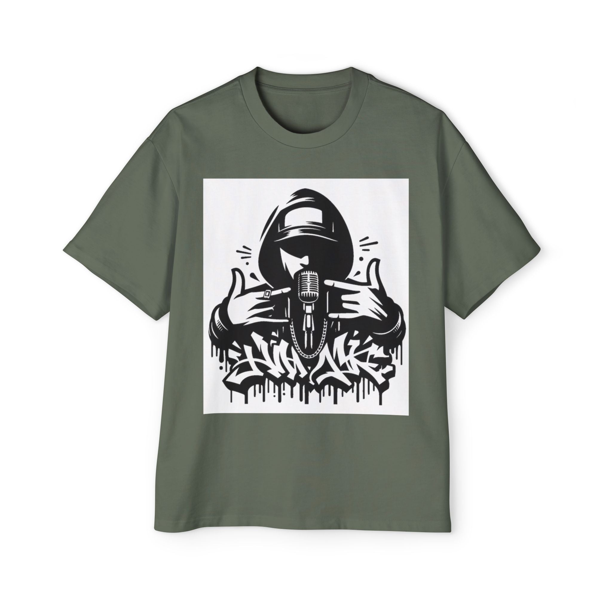 Rap Mic Graphic Hoodie — Men's Oversized Streetwear Pullover