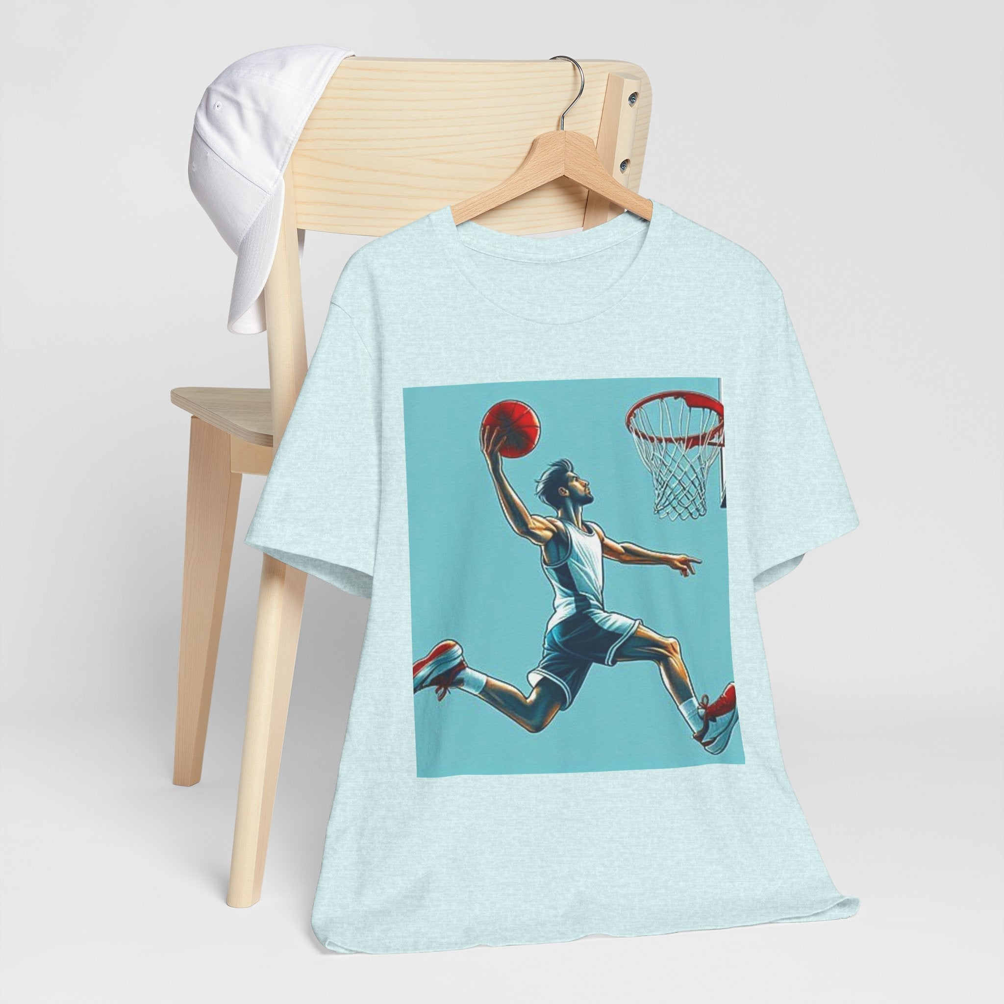 Basketball Slam Dunk T-Shirt — Athletic Player Graphic Tee for Fans & Players