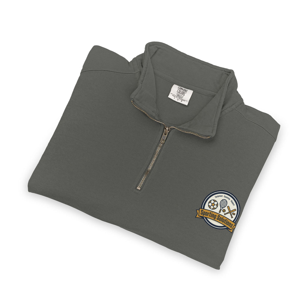 Retro Mountain Patch Quarter-Zip Sweatshirt — "Explore More" Outdoor Pullover