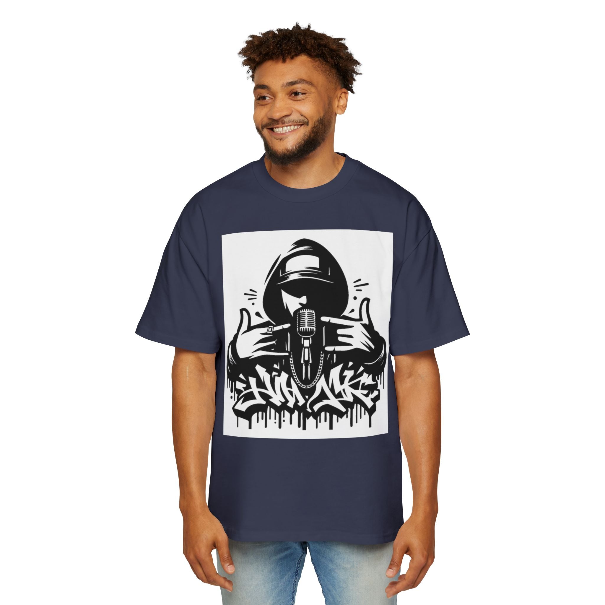 Rap Mic Graphic Hoodie — Men's Oversized Streetwear Pullover