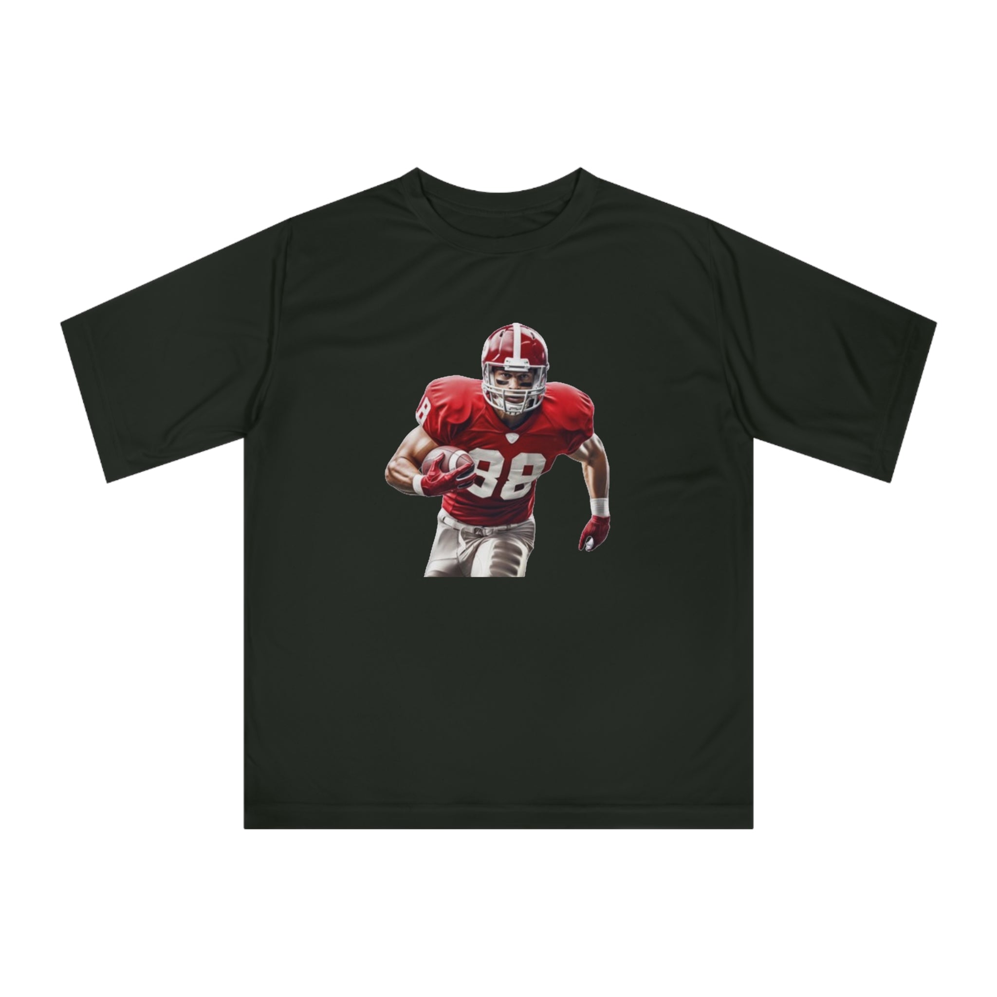 Football Running Back Graphic Tee — Red Jersey Player Design for Fans