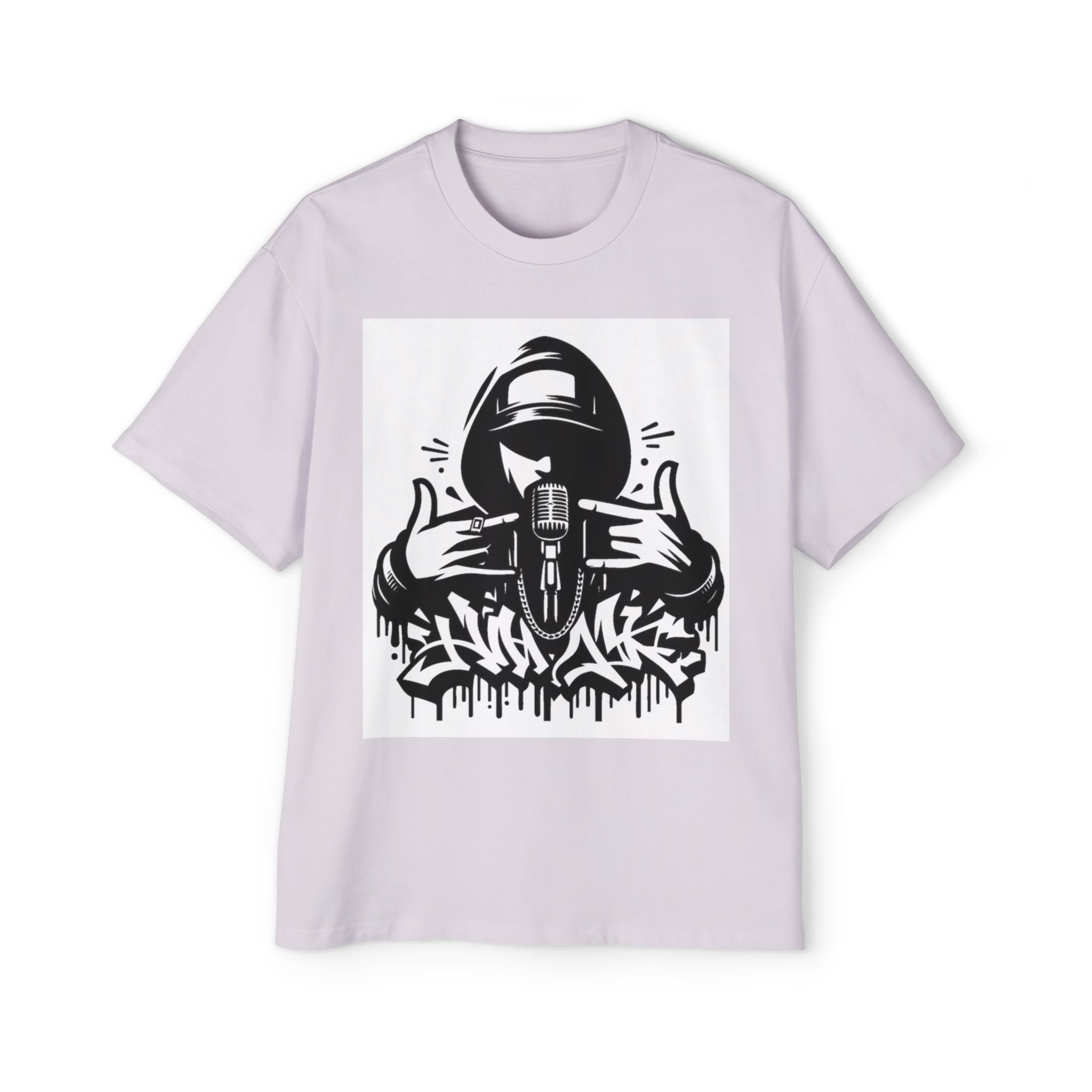 Rap Mic Graphic Hoodie — Men's Oversized Streetwear Pullover