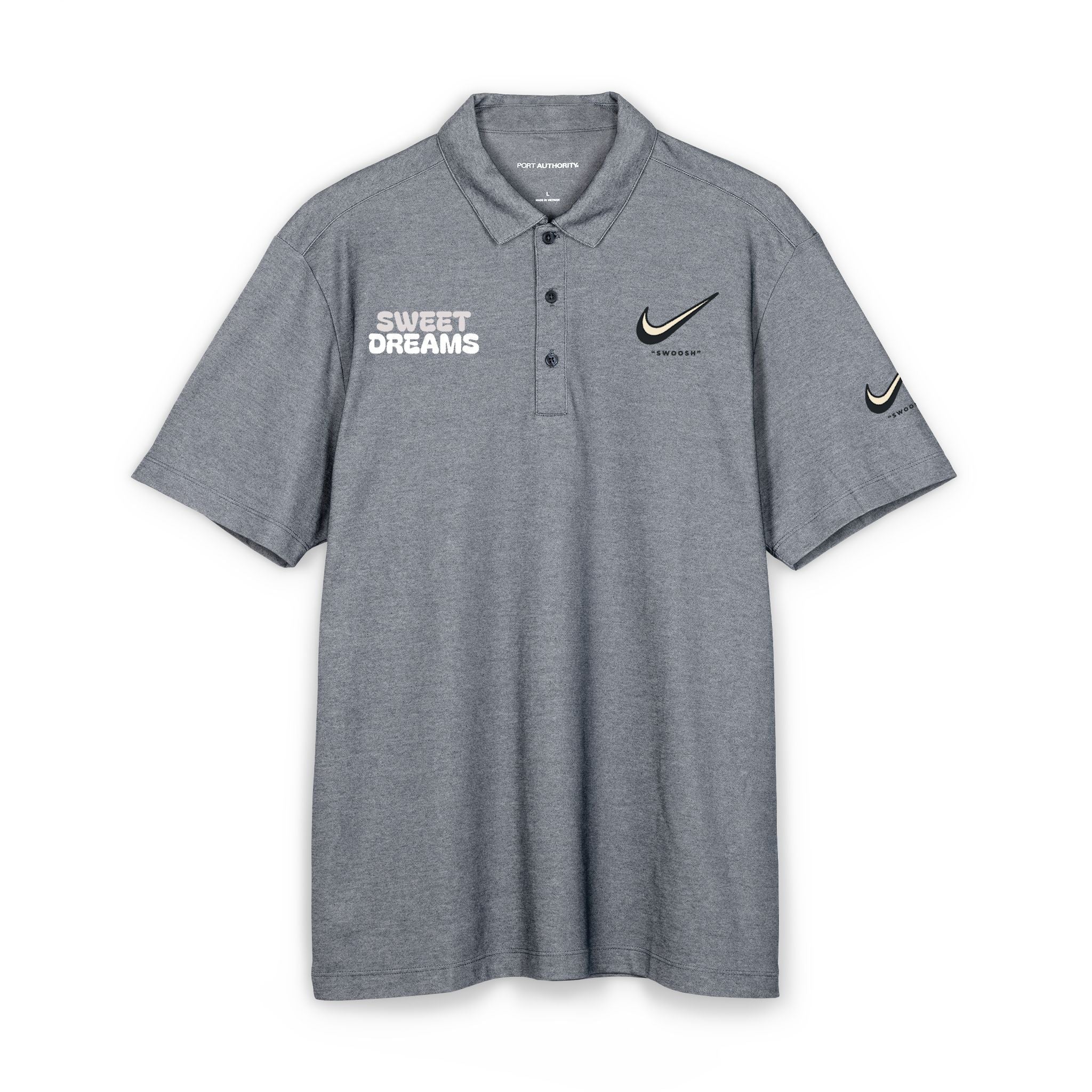 Sweet Dreams Polo Shirt — Black Nike Swoosh Embroidered Collared Tee
