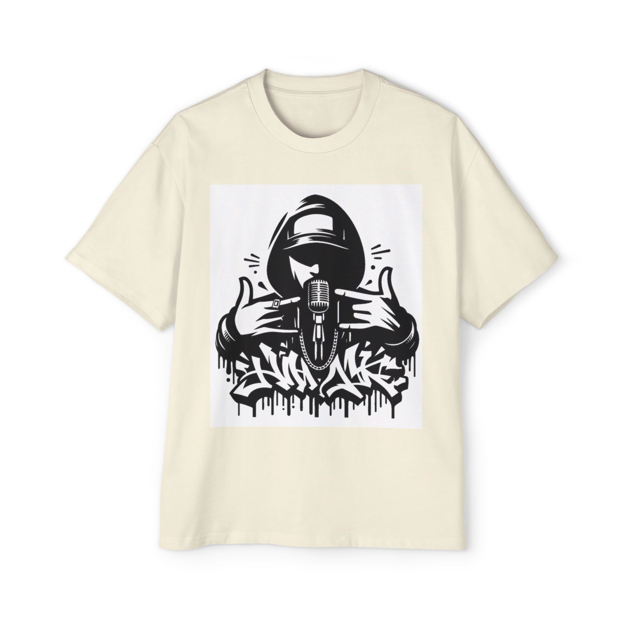 Rap Mic Graphic Hoodie — Men's Oversized Streetwear Pullover
