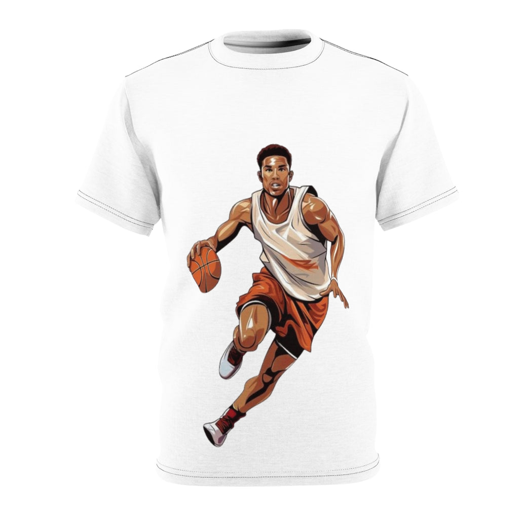 Basketball Player Graphic Tee — Dribbling Hoop Shirt for Athletes & Fans