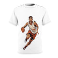 Basketball Player Graphic Tee — Dribbling Hoop Shirt for Athletes & Fans