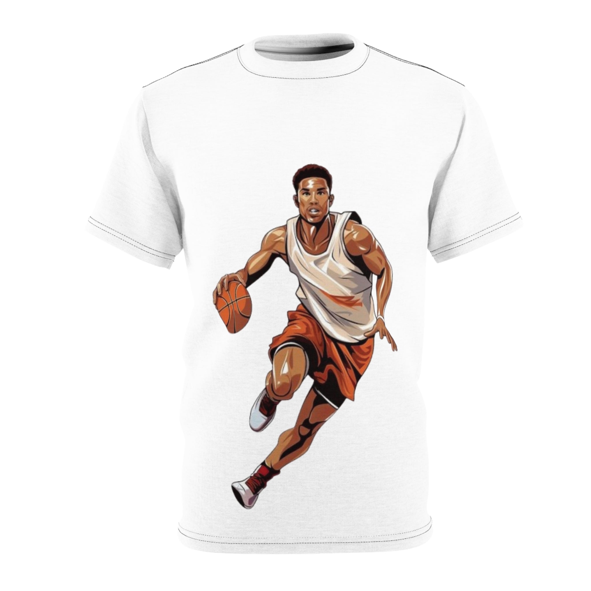 Basketball Player Graphic Tee — Dribbling Hoop Shirt for Athletes & Fans