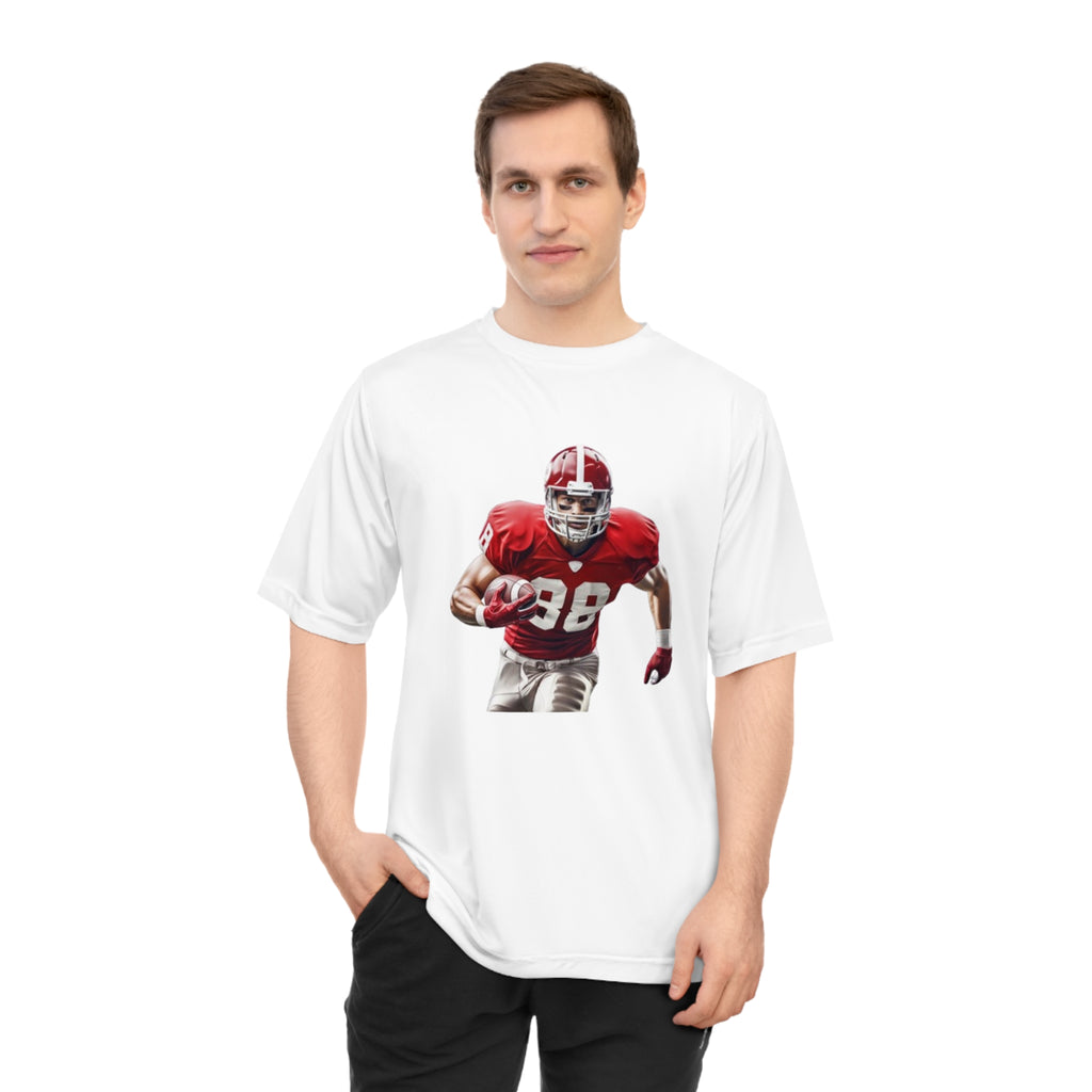 Football Running Back Graphic Tee — Red Jersey Player Design for Fans