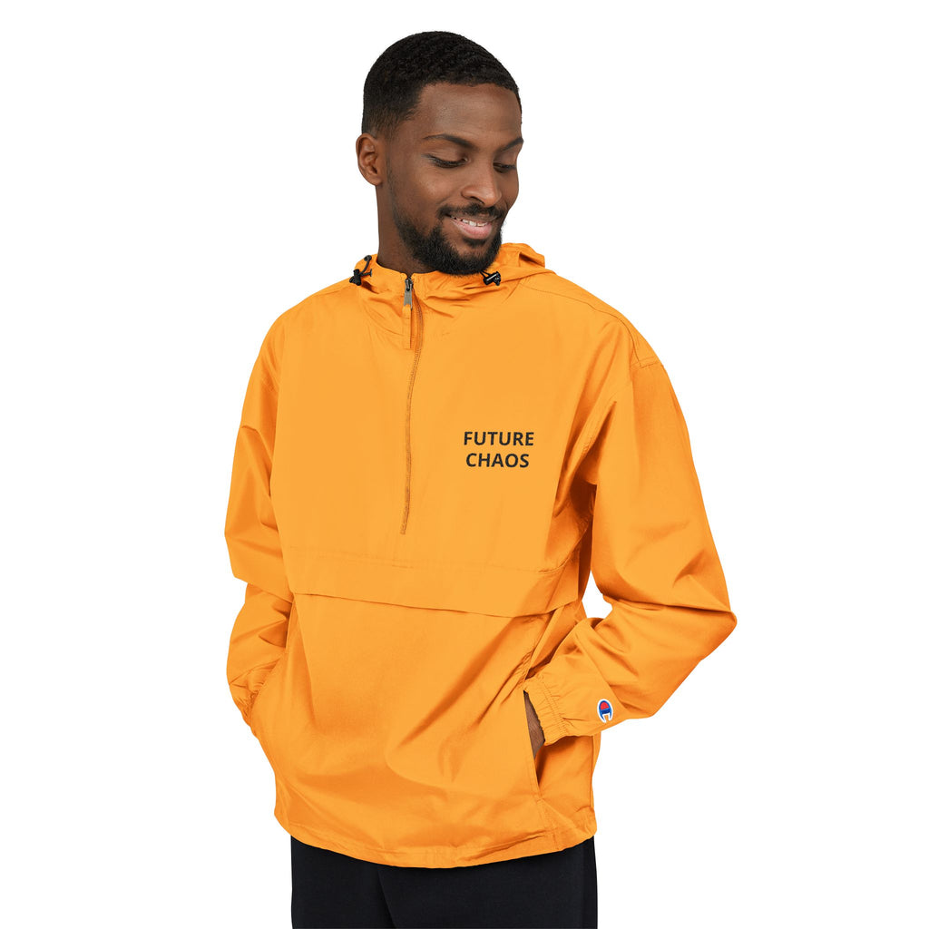 Orange Packable Anorak Jacket — Lightweight Windproof Outdoor Shell