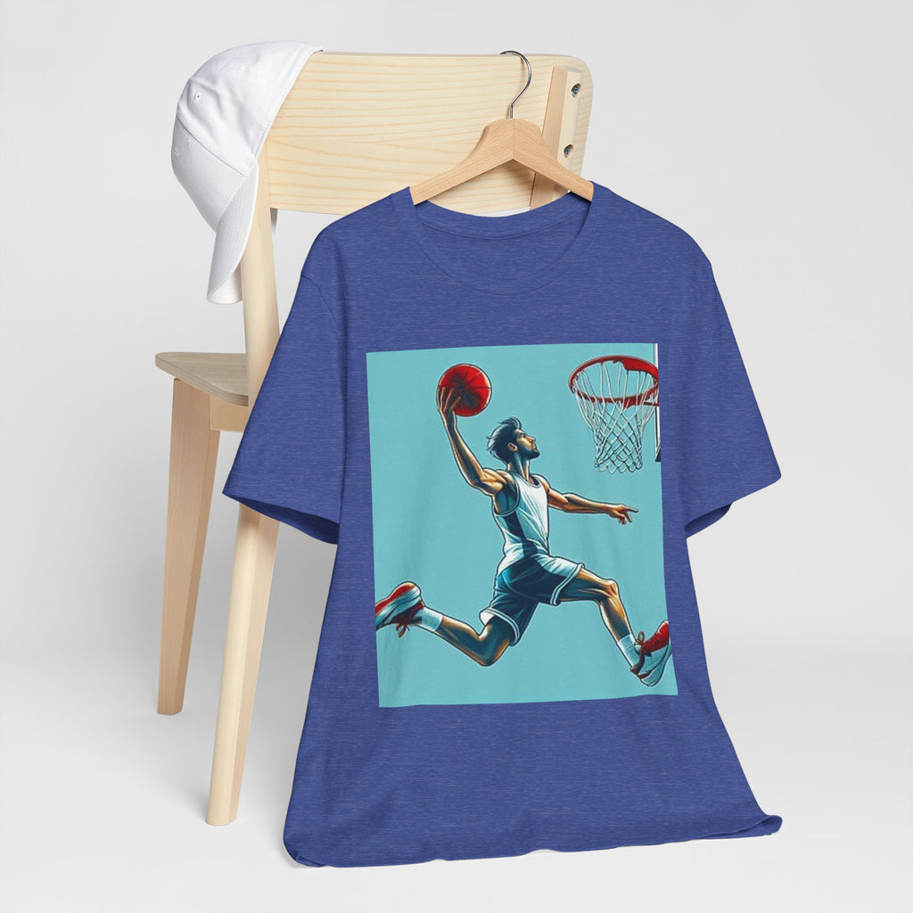 Basketball Slam Dunk T-Shirt — Athletic Player Graphic Tee for Fans & Players