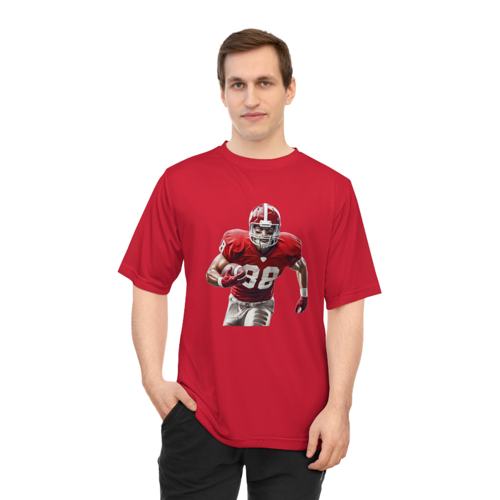 Football Running Back Graphic Tee — Red Jersey Player Design for Fans