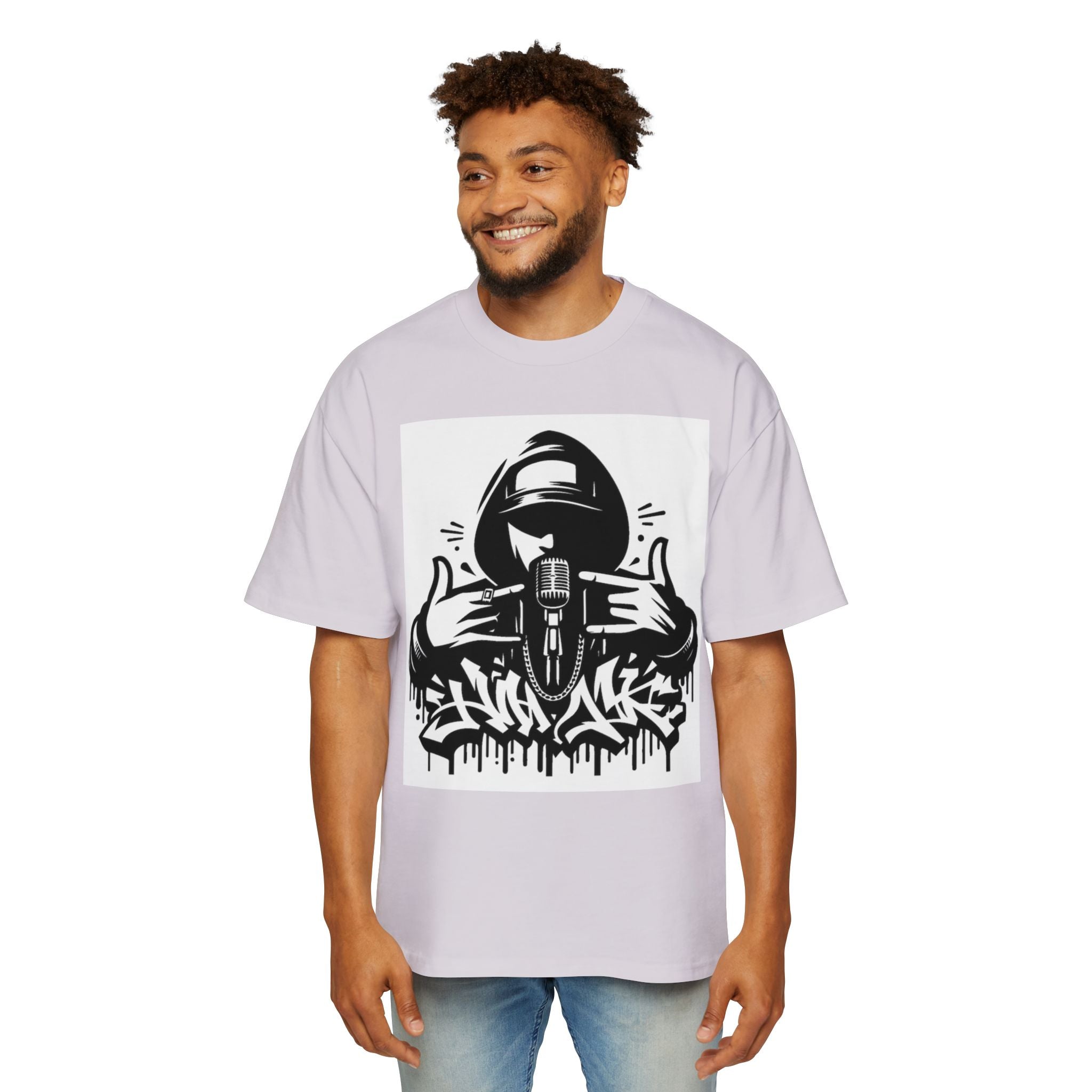 Rap Mic Graphic Hoodie — Men's Oversized Streetwear Pullover