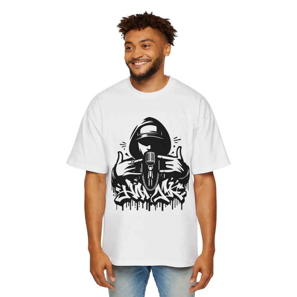 Rap Mic Graphic Hoodie — Men's Oversized Streetwear Pullover