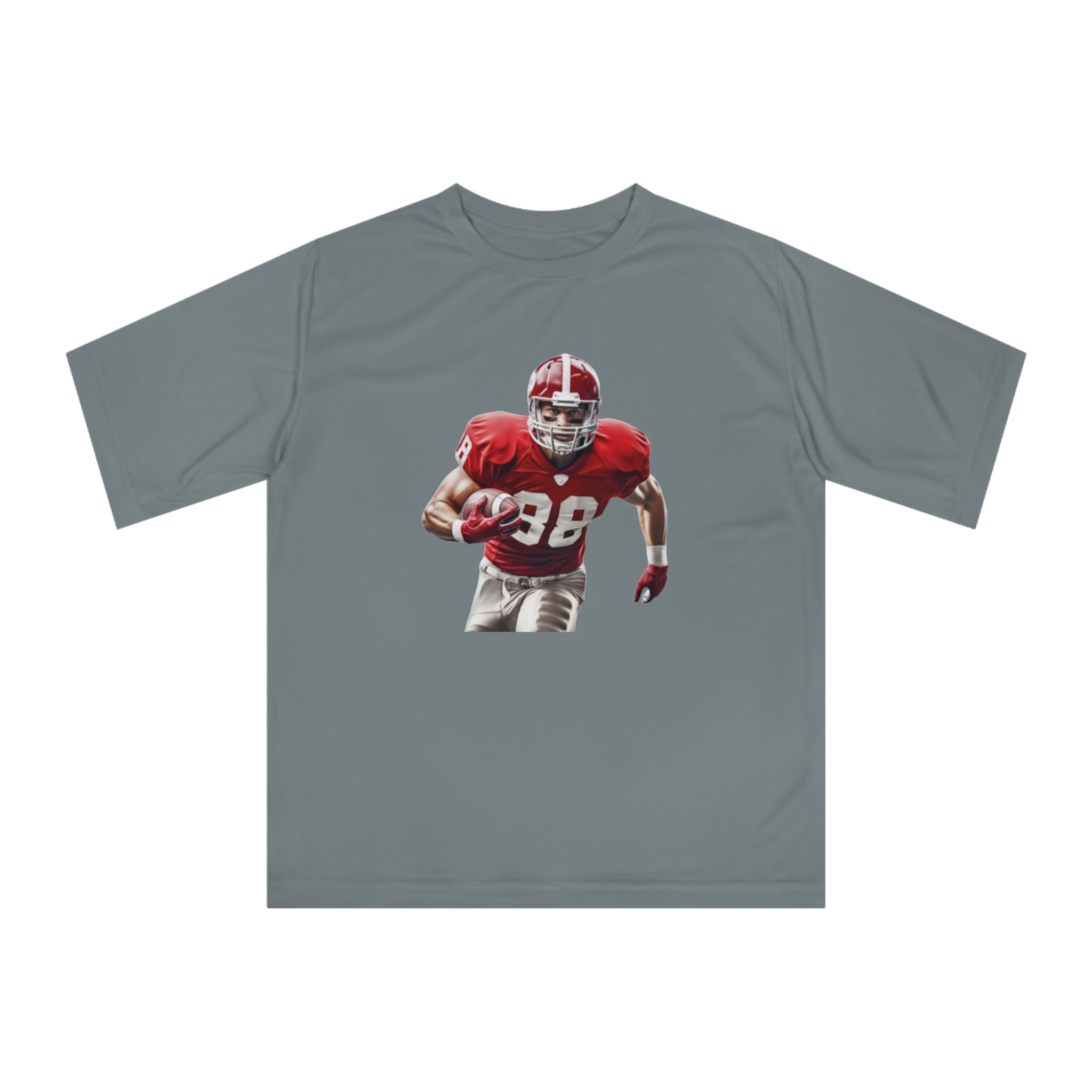 Football Running Back Graphic Tee — Red Jersey Player Design for Fans