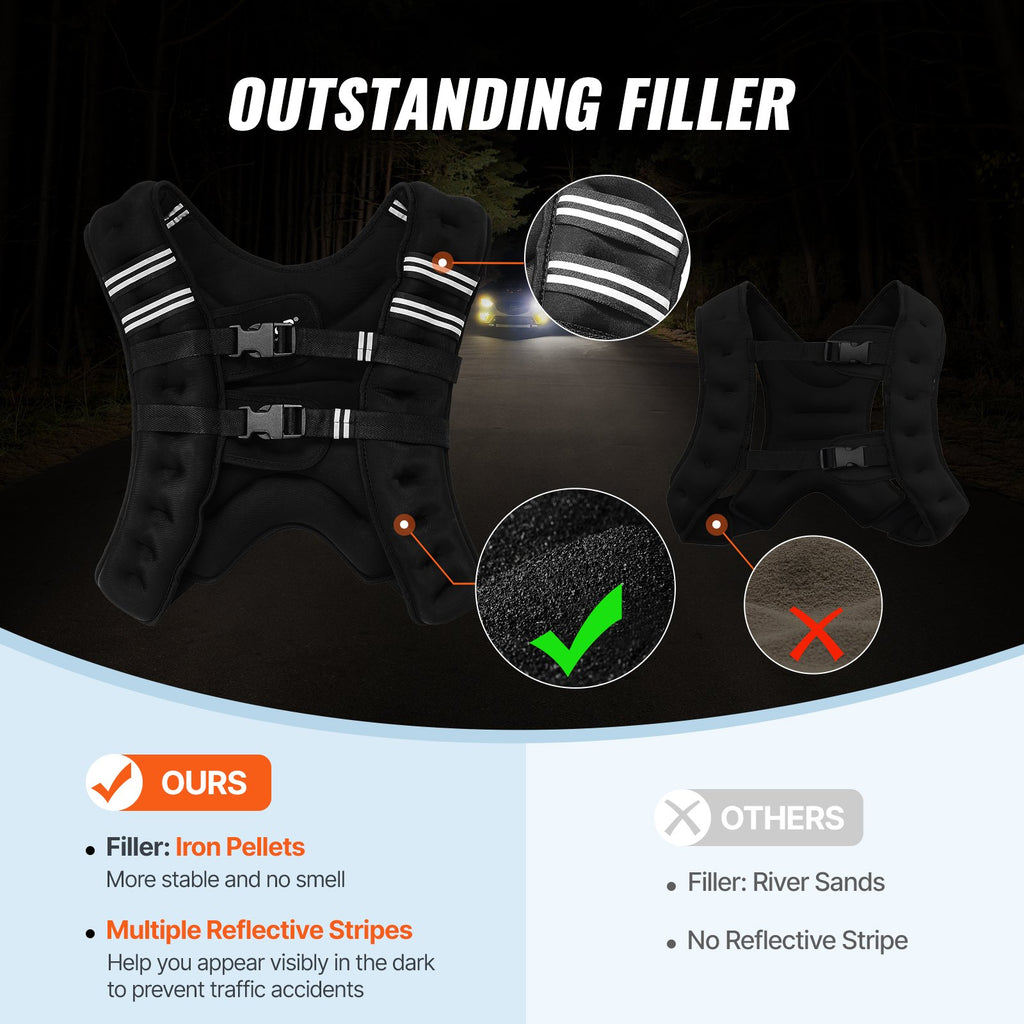 Weighted Vest, 20 Lbs Weight Vest With Reflective Stripe, Adjustable Buckle Body Weight Vest For Men Women, Workout Equipment For Strength Training, Running, Jogging, Fitness, And Weight Loss