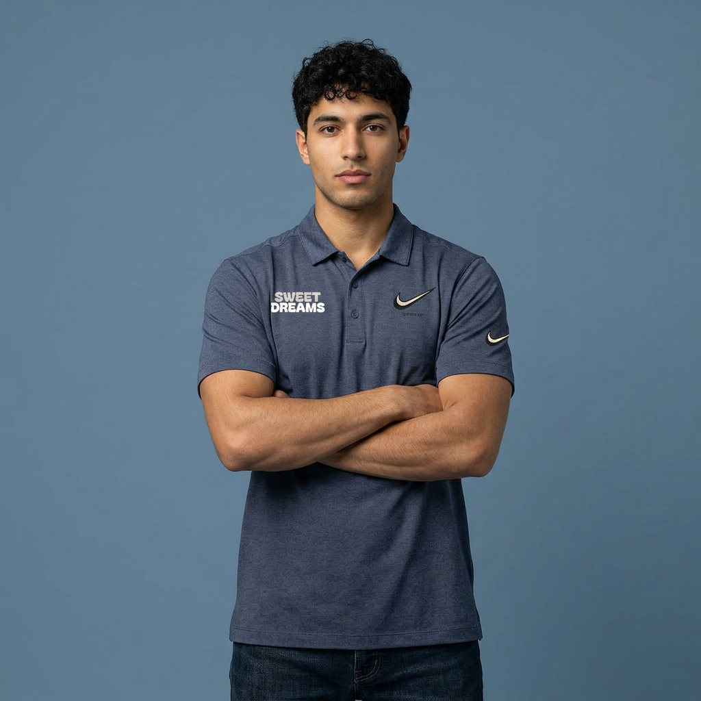 Sweet Dreams Polo Shirt — Black Nike Swoosh Embroidered Collared Tee
