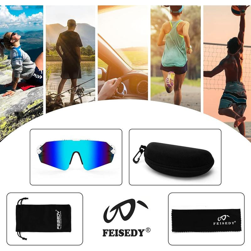 FEISEDY Sports Sunglasses for Men and Women, UV400 Protection Outdoor Cycling Driving Fishing Glasses B2987