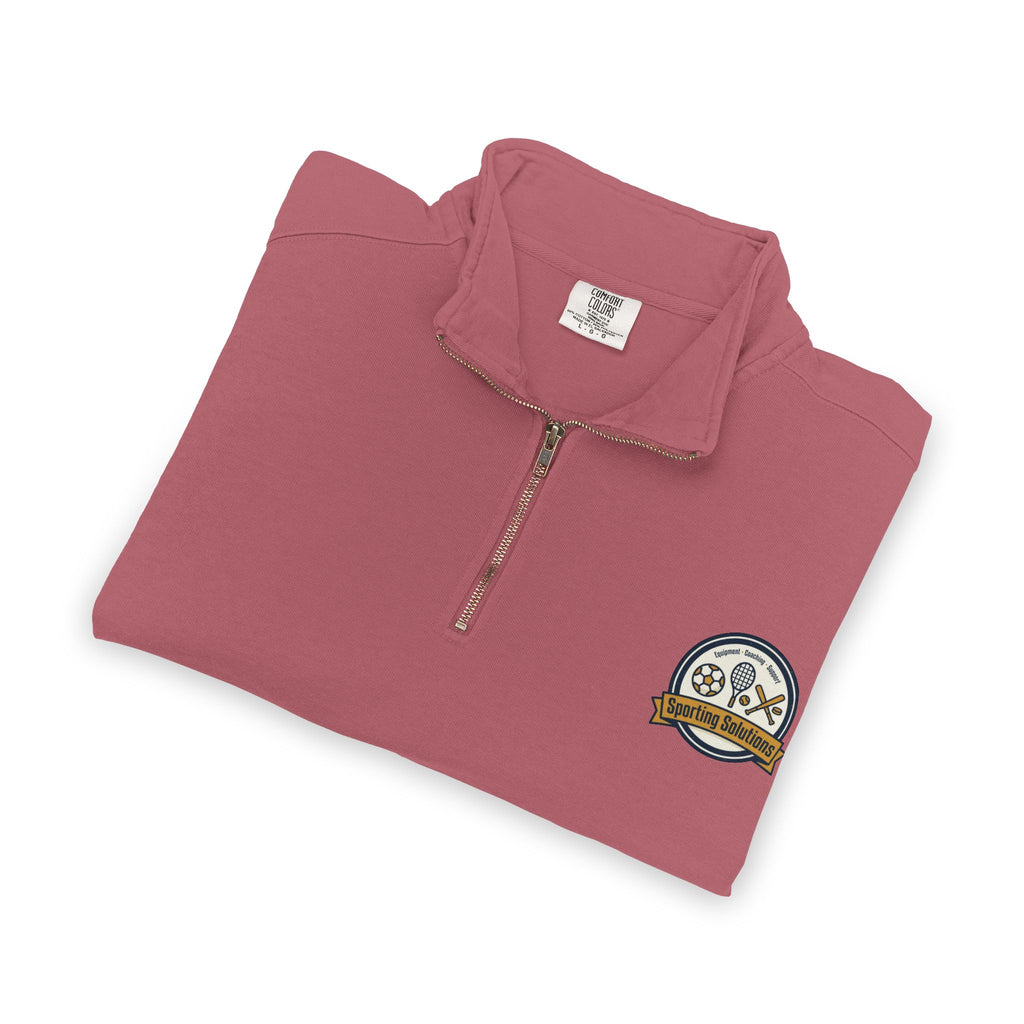 Retro Mountain Patch Quarter-Zip Sweatshirt — "Explore More" Outdoor Pullover