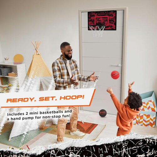 AND1 over the Door Mini Basketball Hoop: 18X12 Shatterproof Backboard, 2 Mini Basketballs, and Hand Pump Included - Ultimate Indoor Accessory