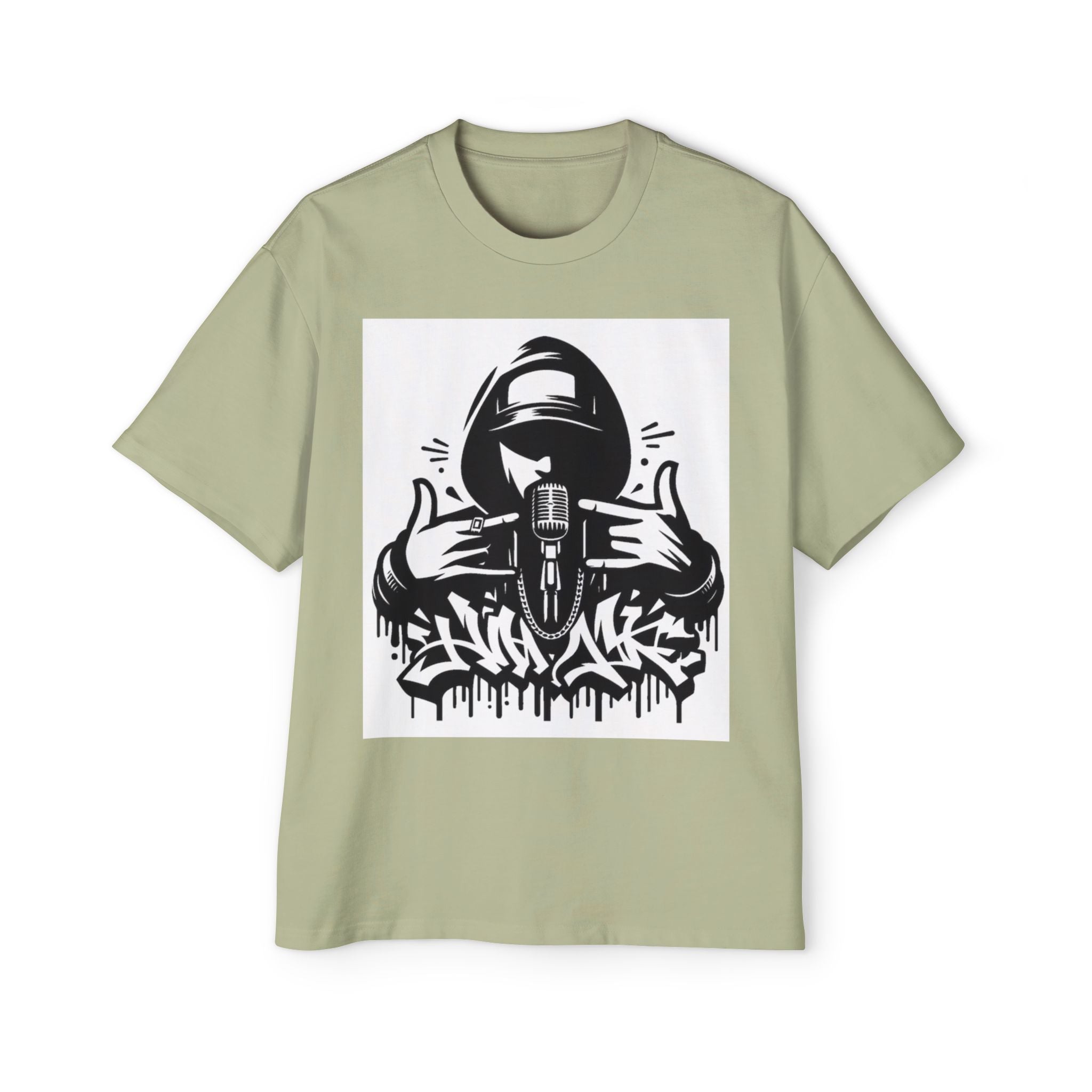 Rap Mic Graphic Hoodie — Men's Oversized Streetwear Pullover