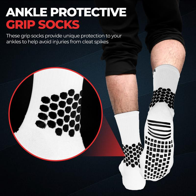 Medicaptain Soccer Grip Socks with Cushion Ankle Protection, Nonslip Soccer Socks, Blister Prevention Athletic Sock for Soccer, Basketball, Football
