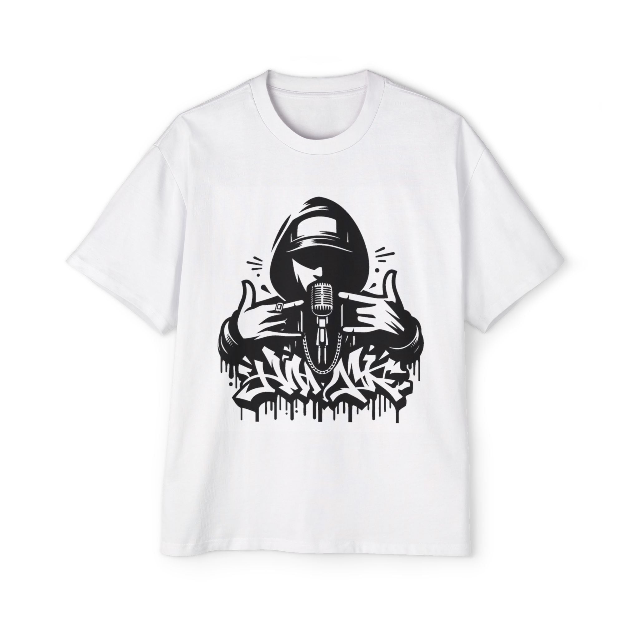 Rap Mic Graphic Hoodie — Men's Oversized Streetwear Pullover