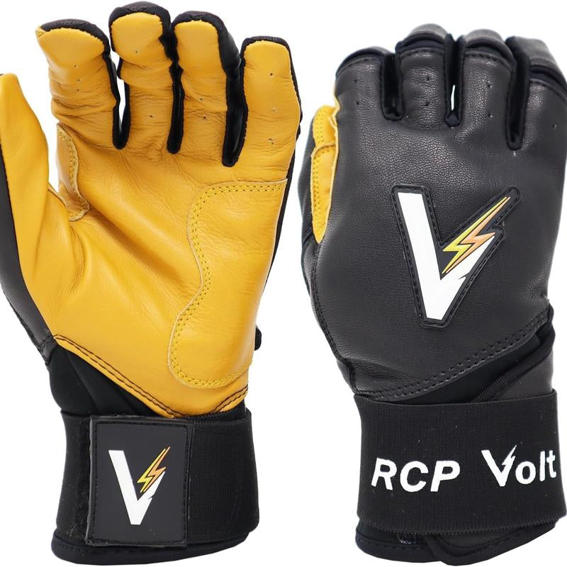 RCP Volt Baseball and Softball Batting Gloves – Rip and Tear Resistant – Reinforced Crotch, Super Grip Extended Cuff, Padded Protection, Adjustable Sizes, Guantes De Bateo