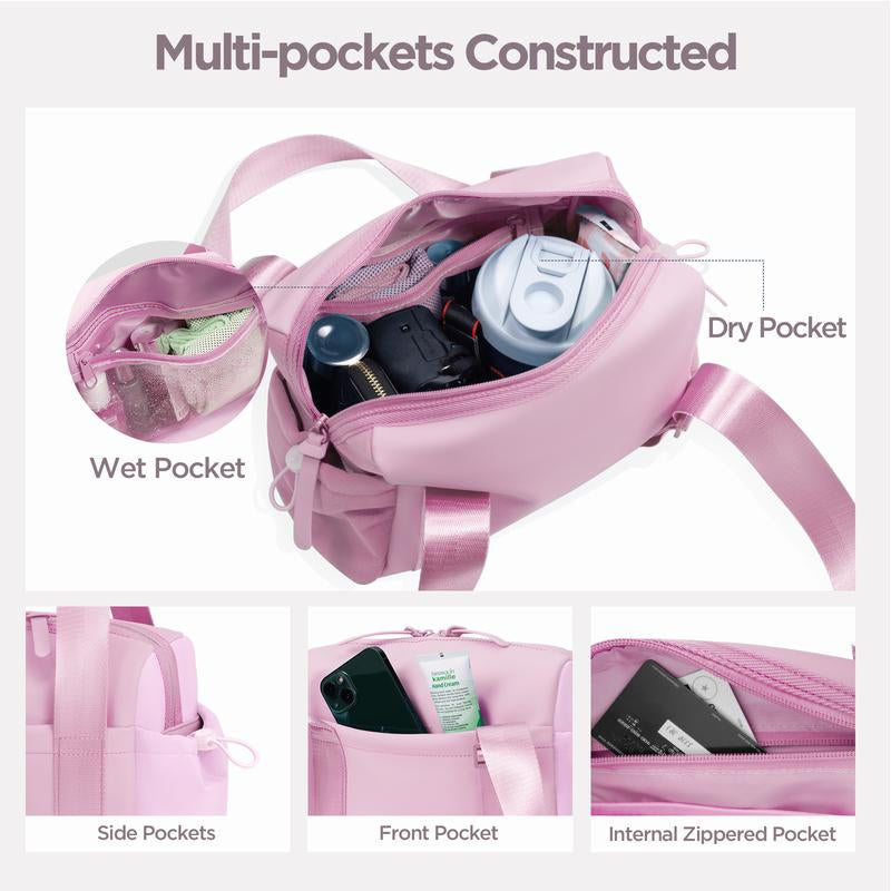 Mini Gym Bag for Women Girls Small Shoulder Bag with Wet Compartment Waterproof Travel Duffle Bag Cute Workout Sport Bag