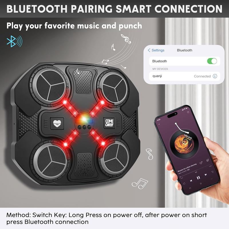 2025 Music Boxing Machine with Boxing Gloves, Smart Bluetooth Boxing Trainer, Boxing Wall Mount Machine for Adults and Kids, Electronic Boxing Target Fitness for Home Office Gym