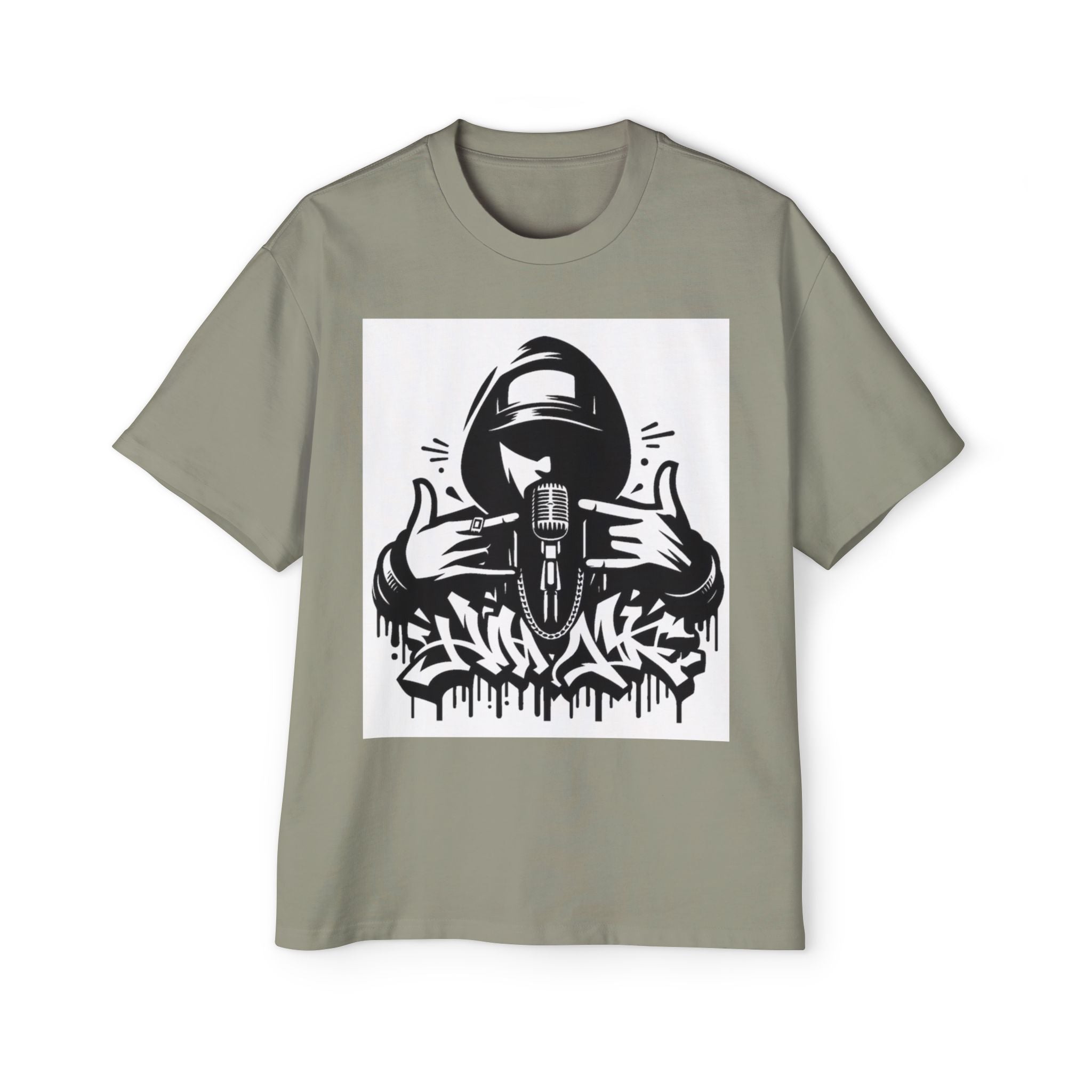 Rap Mic Graphic Hoodie — Men's Oversized Streetwear Pullover