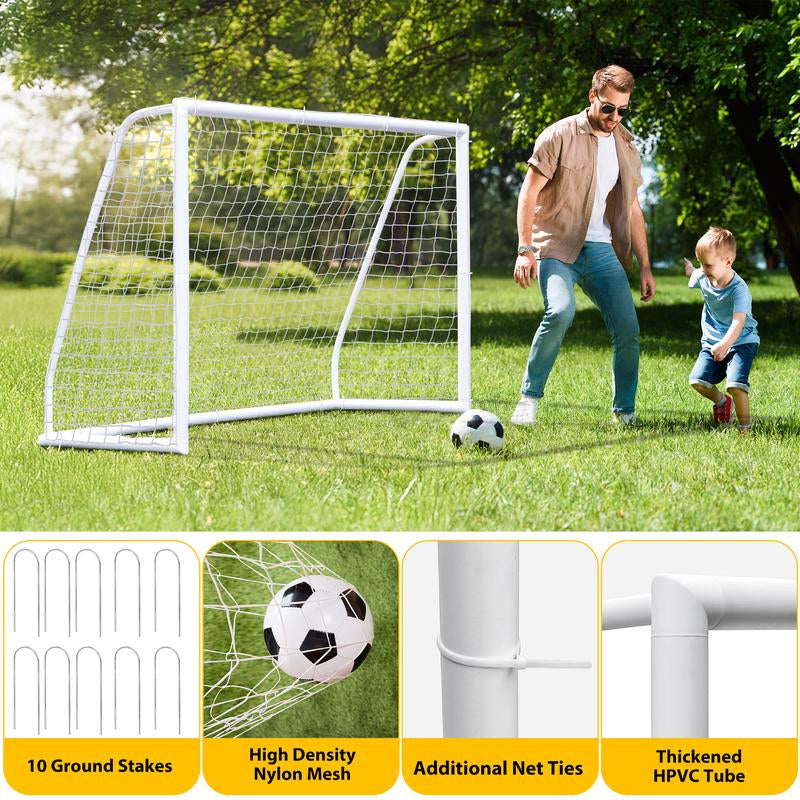 ZENY 8/10/12Ft Soccer Goal Net PVC Frame Soccer Net Portable for Adult Kids Home Outdoor Soccer Training W/Carry Bag