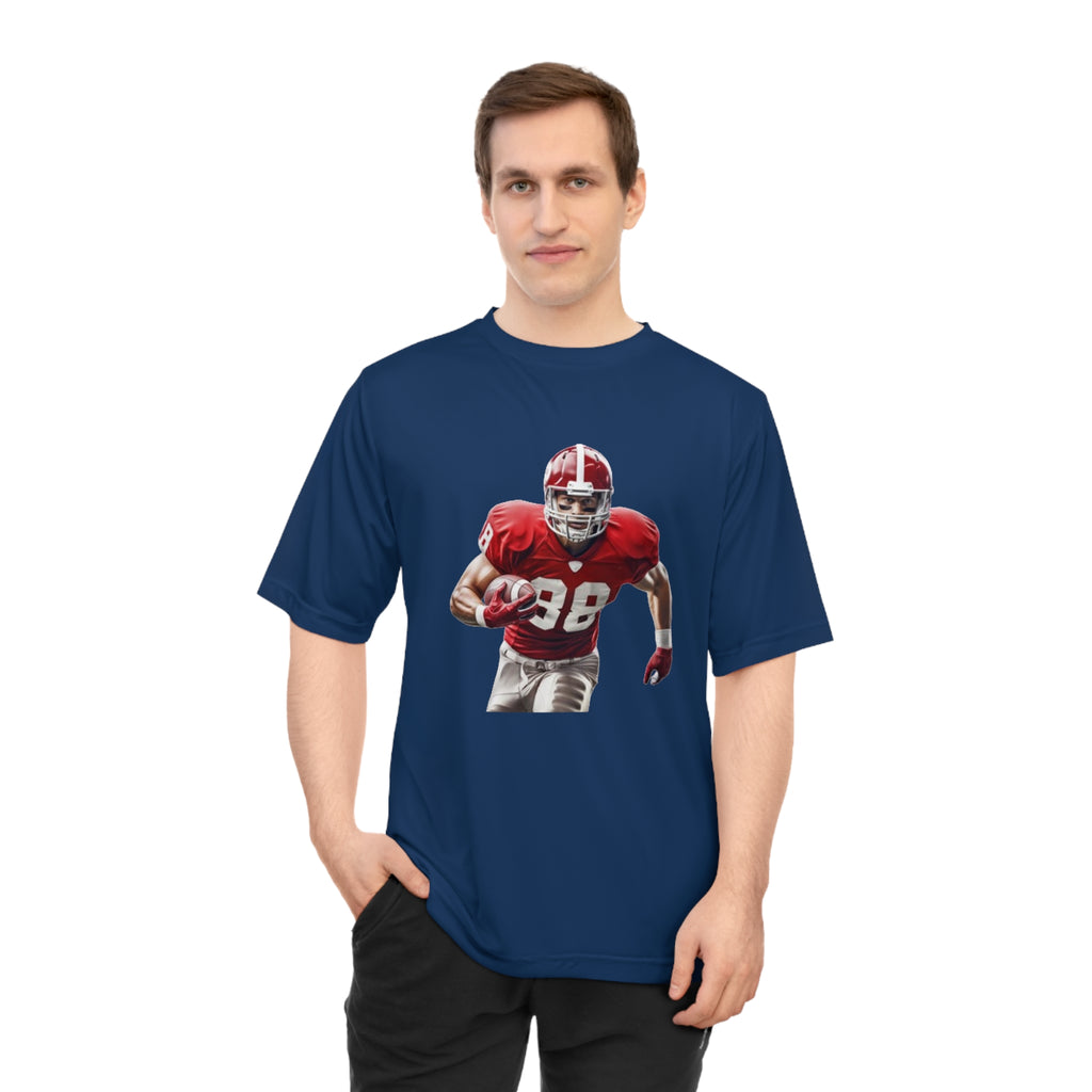 Football Running Back Graphic Tee — Red Jersey Player Design for Fans
