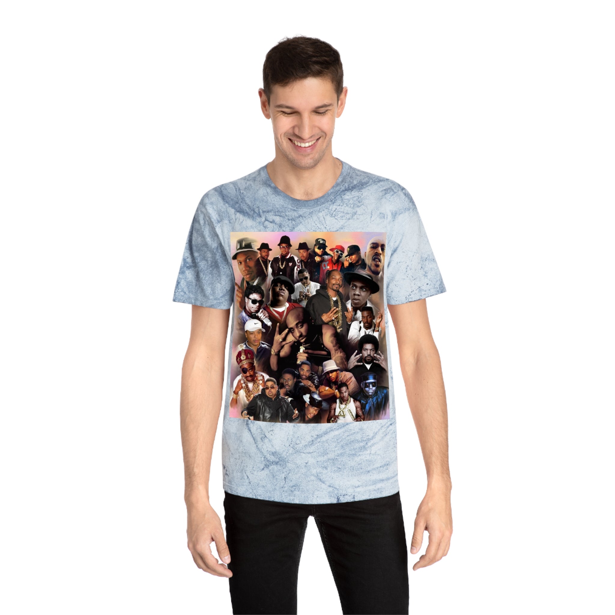 Retro Collage Tee — Vintage Hip-Hop Artist Montage Graphic T-Shirt
