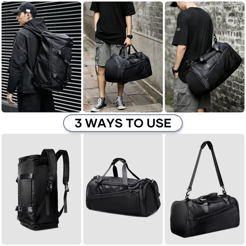 Sports Gym Bag Travel Duffel Bag with Wet Pocket & Shoes Compartment for Men Women Waterproof Large Weekender Overnight Backpack