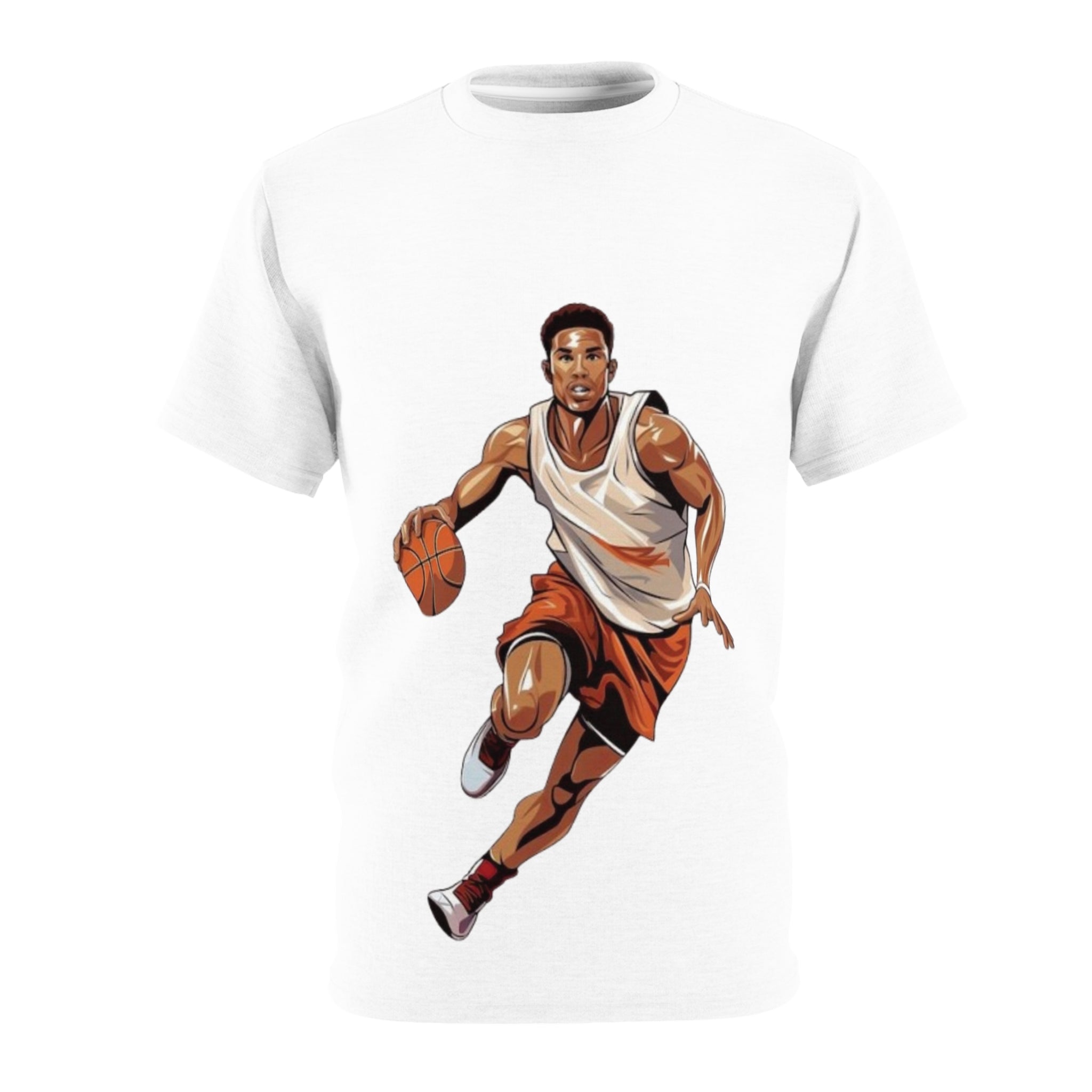 Basketball Player Graphic Tee — Dribbling Hoop Shirt for Athletes & Fans
