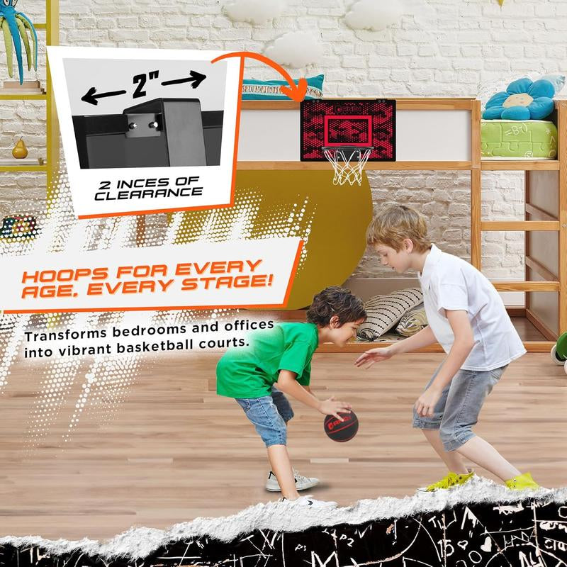 AND1 over the Door Mini Basketball Hoop: 18X12 Shatterproof Backboard, 2 Mini Basketballs, and Hand Pump Included - Ultimate Indoor Accessory