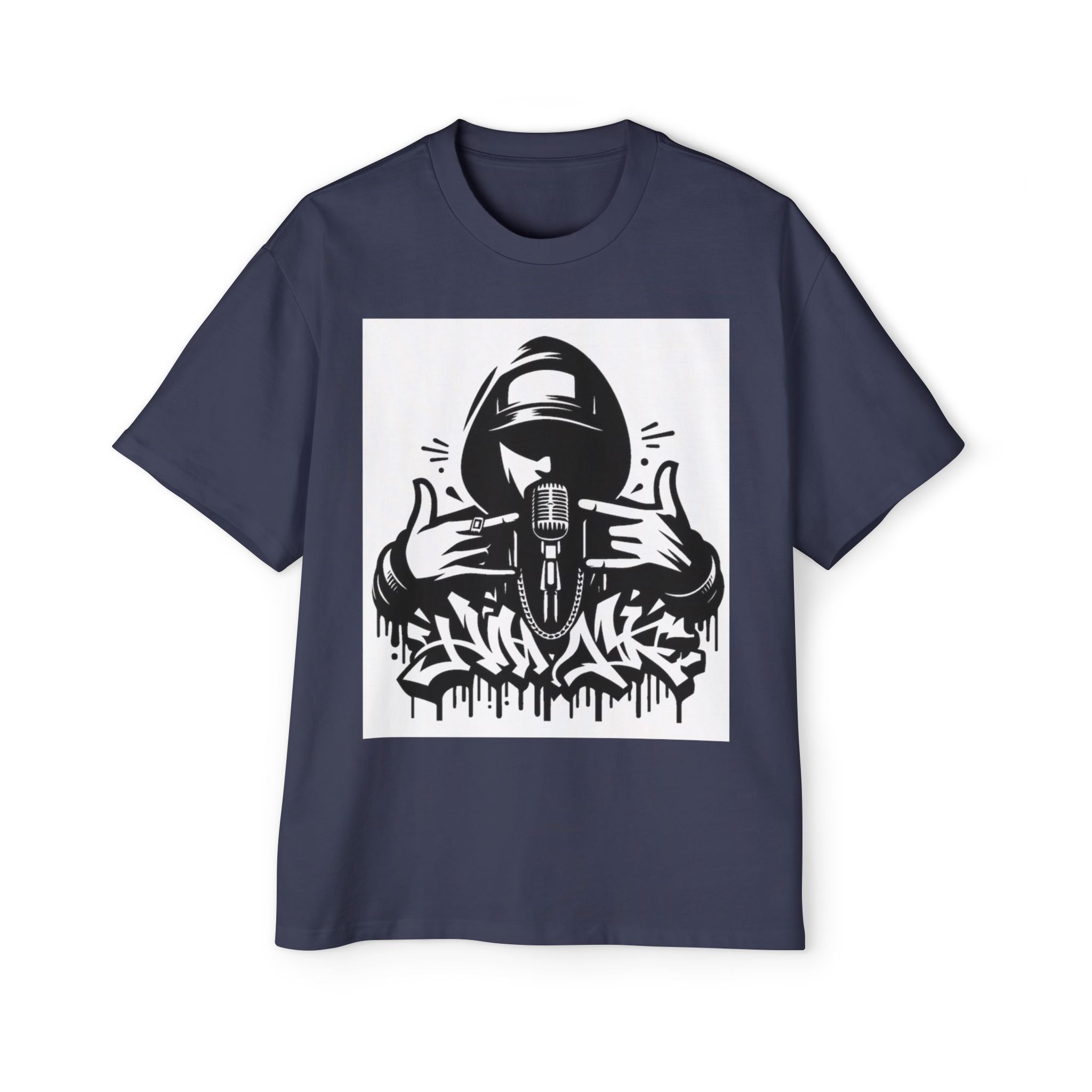 Rap Mic Graphic Hoodie — Men's Oversized Streetwear Pullover