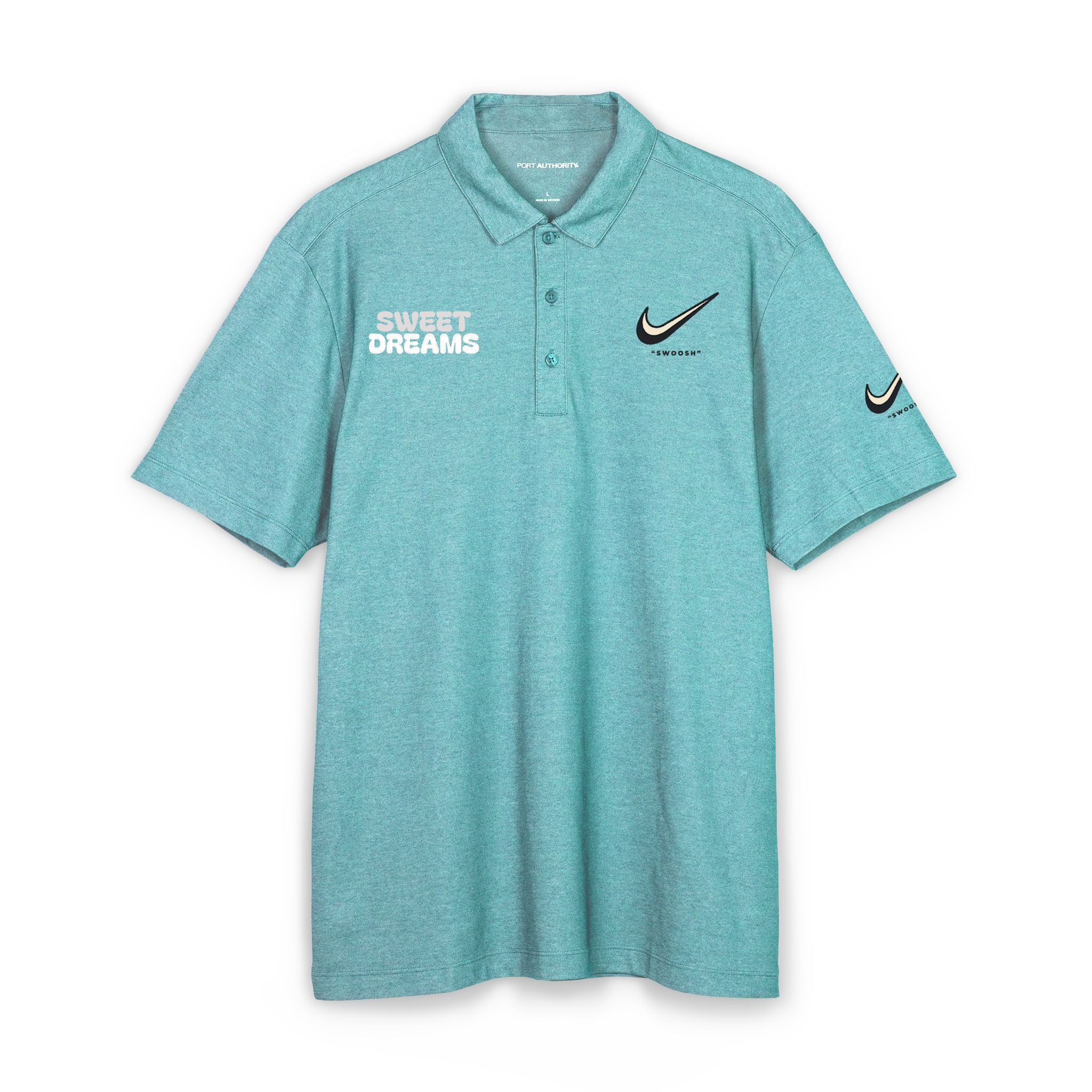 Sweet Dreams Polo Shirt — Black Nike Swoosh Embroidered Collared Tee