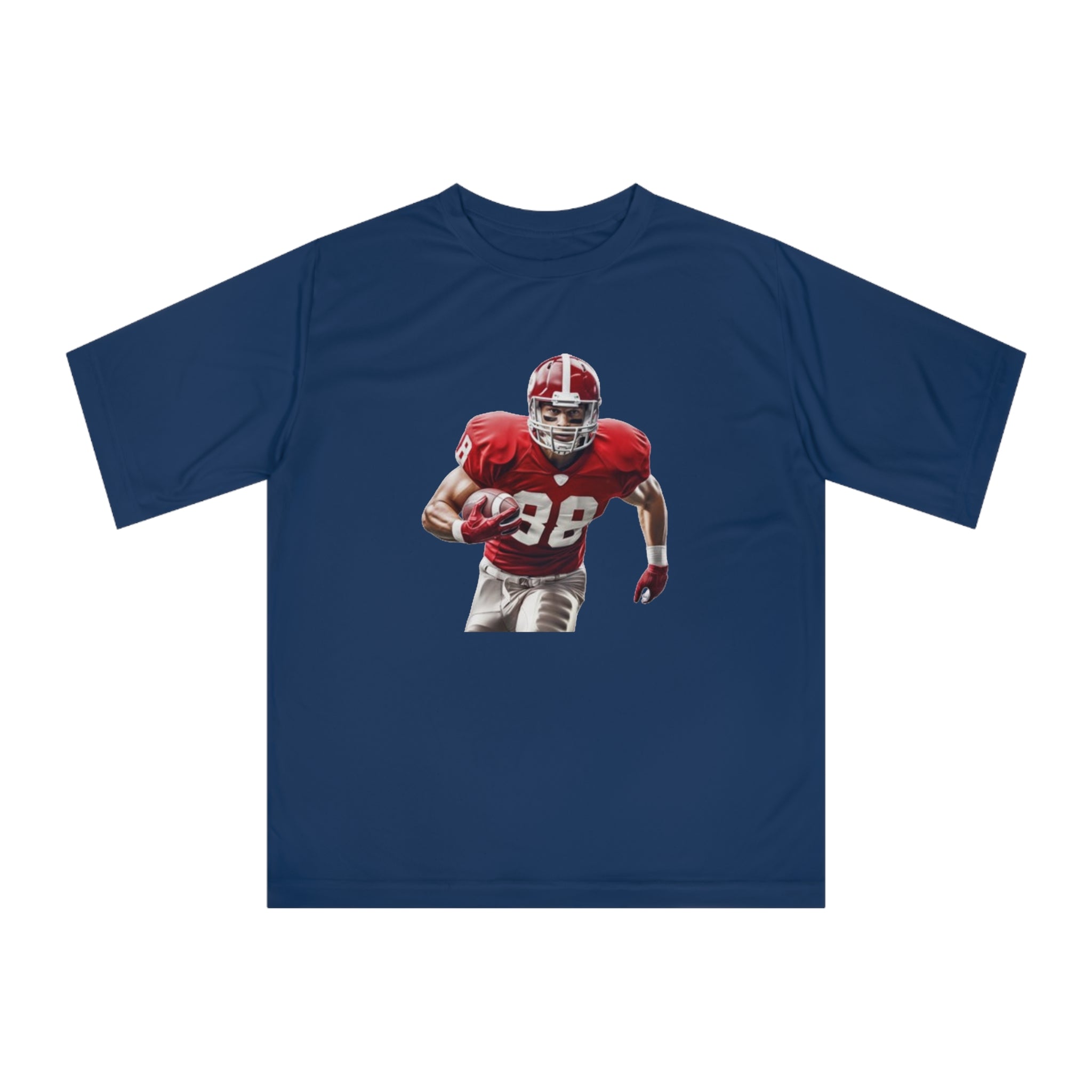 Football Running Back Graphic Tee — Red Jersey Player Design for Fans