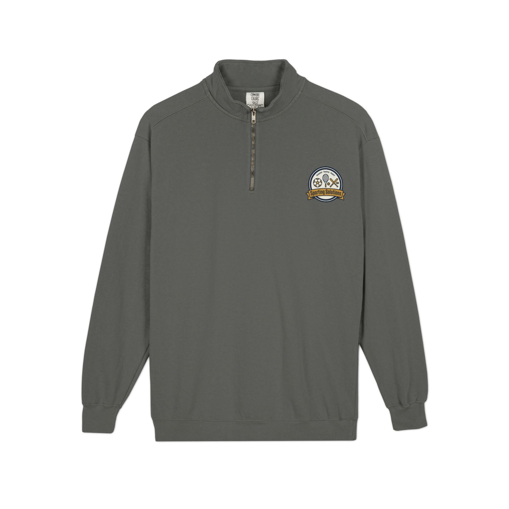 Retro Mountain Patch Quarter-Zip Sweatshirt — "Explore More" Outdoor Pullover