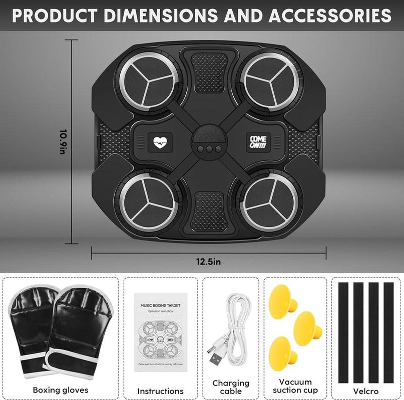 2025 Music Boxing Machine with Boxing Gloves, Smart Bluetooth Boxing Trainer, Boxing Wall Mount Machine for Adults and Kids, Electronic Boxing Target Fitness for Home Office Gym