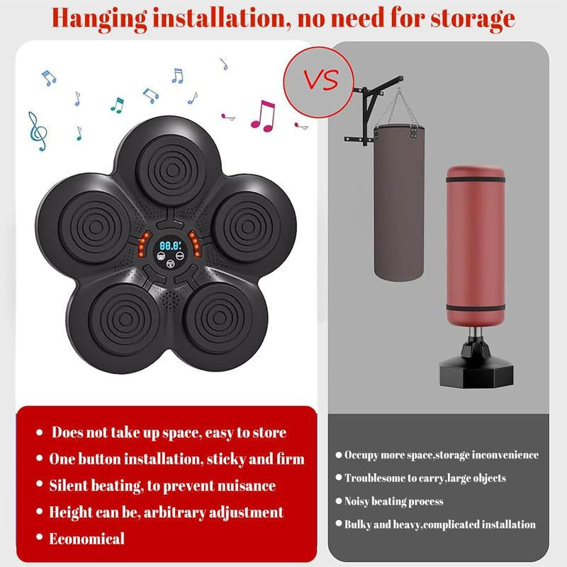 Music Boxing Machine, Rechargeable Boxing Equipment Wall Mount, Smart Boxing Target Workout Machine, Electronic Focus Agility Training Digital for Adults
