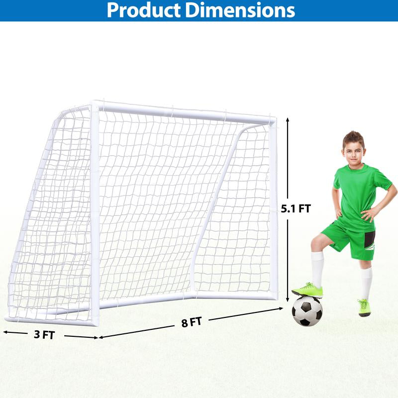 ZENY 8/10/12Ft Soccer Goal Net PVC Frame Soccer Net Portable for Adult Kids Home Outdoor Soccer Training W/Carry Bag